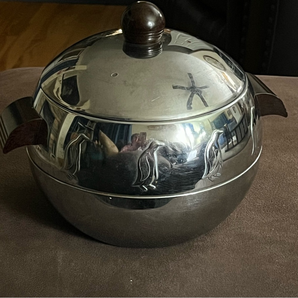 MCM West Bend Chrome Penguin Hot & Cold Server